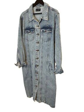 Acid Wash Denim Maxi Duster Coat Sz XL